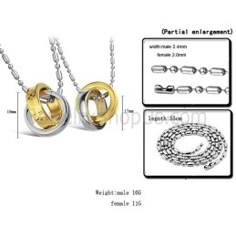 Anillos De Titanio, Oro Y Plata, Colgantes Para Amantes Con Cadenas Sueltas C643