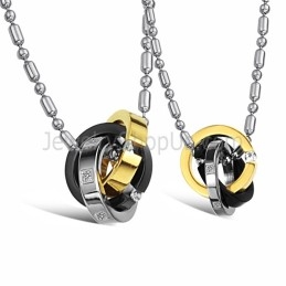 Anillos De Titanio De Tres Colores Para Amantes, Colgantes Con Diamantes Y Cadenas C642
