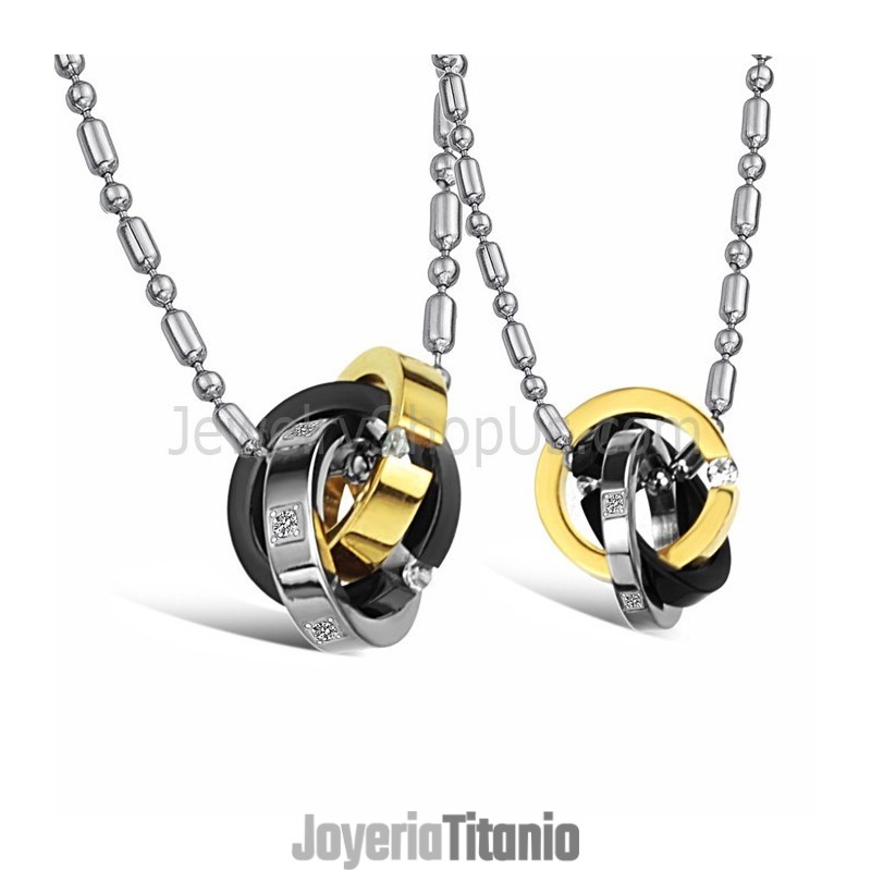 Anillos De Titanio De Tres Colores Para Amantes, Colgantes Con Diamantes Y Cadenas C642 Anillos De Titanio De Tres Colores Para Amantes, Colgantes Con Diamantes Y Cadenas C642