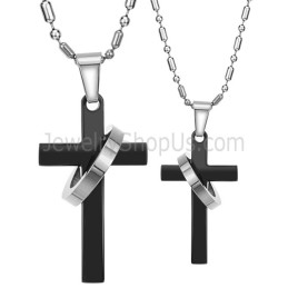 Colgantes De Cruz De Titanio Para Amantes Con Cadenas Gratis 136