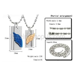 Colgantes De Extremidades De Ángel En Titanio Azul Y Oro Rosa Con Diamantes De Imitación Y Cadenas C387