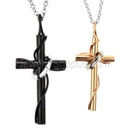 Colgantes De Titanio Con Cruz De Oro Rosa Y Negro Para Amantes, Con Cadenas Sueltas C521