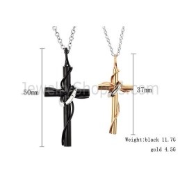 Colgantes De Titanio Con Cruz De Oro Rosa Y Negro Para Amantes, Con Cadenas Sueltas C521