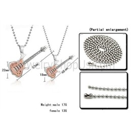 Colgantes De Titanio Y Oro Rosa Para Amantes De La Guitarra Con Cadenas Gratis C343