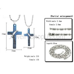 Colgantes De Titanio Con Cruz Azul Para Amantes De La Biblia Con Cadenas Gratis C287