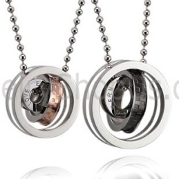 Anillos De Titanio Negro Y Oro Rosa Para Amantes, Colgantes Con Cadenas Gratis C491