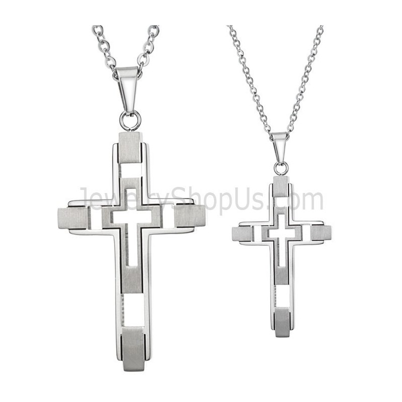 Colgantes De Cruz Con Incrustaciones De Titanio Y Plata, Con Cadenas Sueltas, 108 Colgantes De Cruz Con Incrustaciones De Titanio Y Plata, Con Cadenas Sueltas, 108
