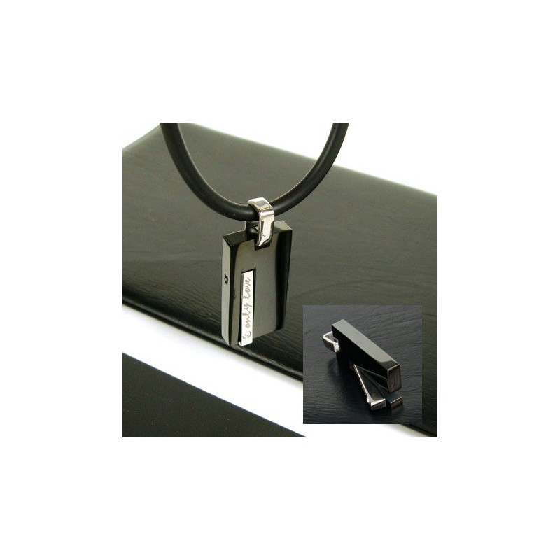 Collar Con Colgante De Titanio Puro Y Piedras Preciosas "Solo Amor" Para Hombre Collar Con Colgante De Titanio Puro Y Piedras Preciosas "Solo Amor" Para Hombre