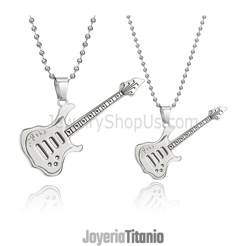 Colgantes De Titanio Y Plata Para Amantes De La Guitarra Con Cadenas Gratis C343 Colgantes De Titanio Y Plata Para Amantes De La Guitarra Con Cadenas Gratis C343
