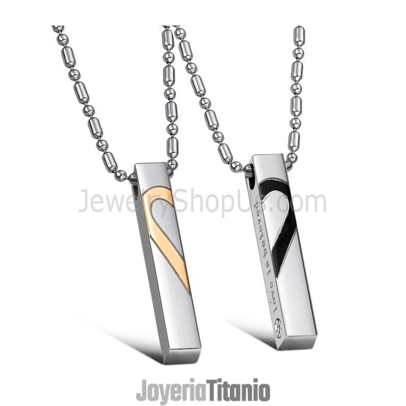 Colgantes De Corazón De Titanio En Oro Rosa Y Negro Con Cadenas Gratis C697 Colgantes De Corazón De Titanio En Oro Rosa Y Negro Con Cadenas Gratis C697