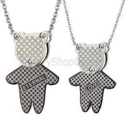 Colgantes De Oso De Titanio "Eternal & Love" Para Amantes Con Cadenas Gratis C446
