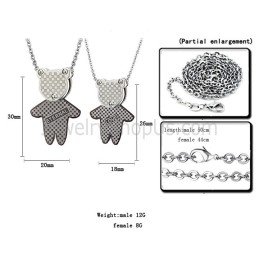 Colgantes De Oso De Titanio "Eternal & Love" Para Amantes Con Cadenas Gratis C446