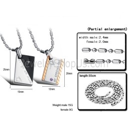 Colgante Rectangular De Titanio Y Oro Rosa Con Letras Y Cadenas Gratis, Con Diamantes De Imitación Y Cadena Gratis C726