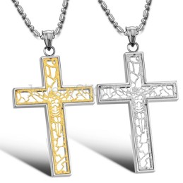 Colgantes De Cruz Hueca De Titanio, Oro Y Plata, Con Cadena C709
