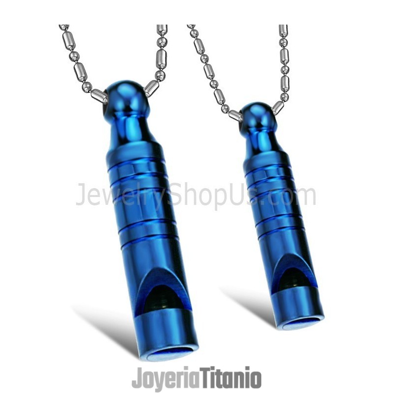 Colgantes De Titanio Con Silbato Azul Para Amantes De La Joyería Con Cadenas C205 Colgantes De Titanio Con Silbato Azul Para Amantes De La Joyería Con Cadenas C205