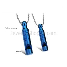 Colgantes De Titanio Con Silbato Azul Para Amantes De La Joyería Con Cadenas C205