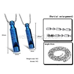 Colgantes De Titanio Con Silbato Azul Para Amantes De La Joyería Con Cadenas C205