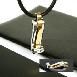 Collar Con Colgante De Acero Y Titanio Con Piedras Preciosas De Tira Cool Man