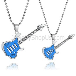 Colgantes De Guitarra De Titanio Azul Con Cadenas Sueltas C343