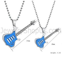 Colgantes De Guitarra De Titanio Azul Con Cadenas Sueltas C343