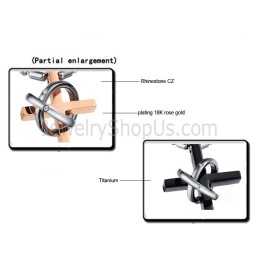 Colgantes De Titanio Con Cruz De Oro Rosa Y Negro, Con Diamantes De Imitación Y Cadena C724
