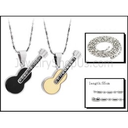 Colgantes De Titanio En Oro Rosa Y Negro Para Amantes De La Guitarra Con Diamantes De Imitación Y Cadenas Gratis (188)