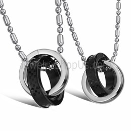 Anillos De Titanio Negro Y Plata Para Amantes, Colgantes Con Cadenas Gratis C643