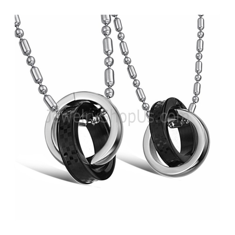 Anillos De Titanio Negro Y Plata Para Amantes, Colgantes Con Cadenas Gratis C643 Anillos De Titanio Negro Y Plata Para Amantes, Colgantes Con Cadenas Gratis C643