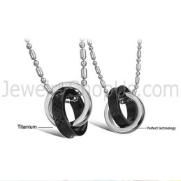 Anillos De Titanio Negro Y Plata Para Amantes, Colgantes Con Cadenas Gratis C643