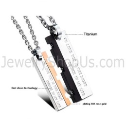 Colgantes De Titanio En Oro Rosa Y Negro "Great Wall Lovers" Con Cadenas Gratis C621