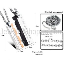 Colgantes De Titanio En Oro Rosa Y Negro "Great Wall Lovers" Con Cadenas Gratis C621