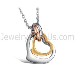 Anillos De Titanio Y Colgantes De Corazón Con Diamantes De Imitación Y Cadenas Sueltas C606