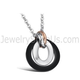 Anillos De Titanio Y Colgantes De Corazón Con Diamantes De Imitación Y Cadenas Sueltas C606