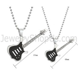 Colgantes De Titanio Negro Para Amantes De La Guitarra Con Cadenas Gratis C343