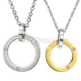 Anillos De Titanio, Plata Y Oro "Encierra Nuestro Amor". Colgantes Para Enamorados Con Diamantes Y Cadena Gratis C350