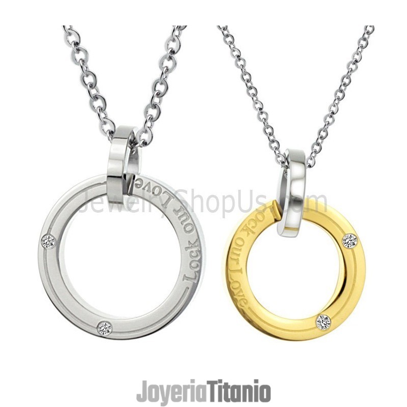 Anillos De Titanio, Plata Y Oro "Encierra Nuestro Amor". Colgantes Para Enamorados Con Diamantes Y Cadena Gratis C350 Anillos De Titanio, Plata Y Oro "Encierra Nuestro Amor". Colgantes Para Enamorados Con Diamantes Y Cadena Gratis C350