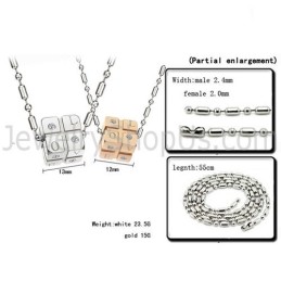 Colgantes De Dados De Titanio, Plata Y Oro Rosa Con Diamantes De Imitación Y Cadena C309