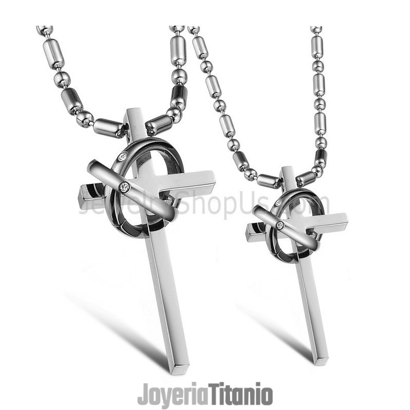 Colgantes De Cruz De Plata Y Titanio Con Diamantes De Imitación Y Cadena Gx724 Colgantes De Cruz De Plata Y Titanio Con Diamantes De Imitación Y Cadena Gx724