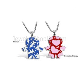 Colgantes De Titanio Azul Y Rojo Para Niños Con Cadenas Gratis C710
