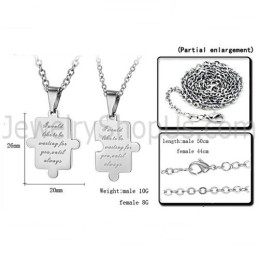 Colgantes De Titanio Y Plata Con Diseño De Rompecabezas Para Amantes Con Cadenas Gratis C538