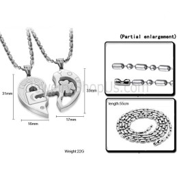 Colgantes De Titanio Con Forma De Corazón, Llave Y Candado Para Amantes, Con Diamantes De Imitación Y Cadenas Gratis C553