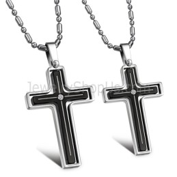 Colgantes De Cruz Con Incrustaciones De Titanio, Diamantes De Imitación Y Cadena Gratis (116)