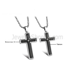 Colgantes De Cruz Con Incrustaciones De Titanio, Diamantes De Imitación Y Cadena Gratis (116)