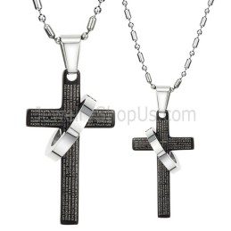 Colgantes De Titanio Con Cruz Negra Para Amantes Con Cadenas Sueltas C287