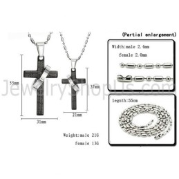 Colgantes De Titanio Con Cruz Negra Para Amantes Con Cadenas Sueltas C287