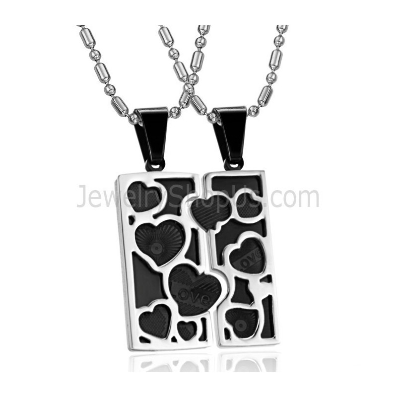 Colgantes De Titanio, Plata Y Negro Con Diseño De Rompecabezas De Amor Y Cadenas Gratis C733 Colgantes De Titanio, Plata Y Negro Con Diseño De Rompecabezas De Amor Y Cadenas Gratis C733