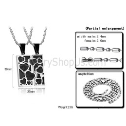 Colgantes De Titanio, Plata Y Negro Con Diseño De Rompecabezas De Amor Y Cadenas Gratis C733