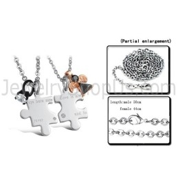 Colgantes De Plata De Titanio "El Amor Siempre Está Aquí, Ahora Y Para Siempre" Con Diamantes De Imitación Y Cadena C608