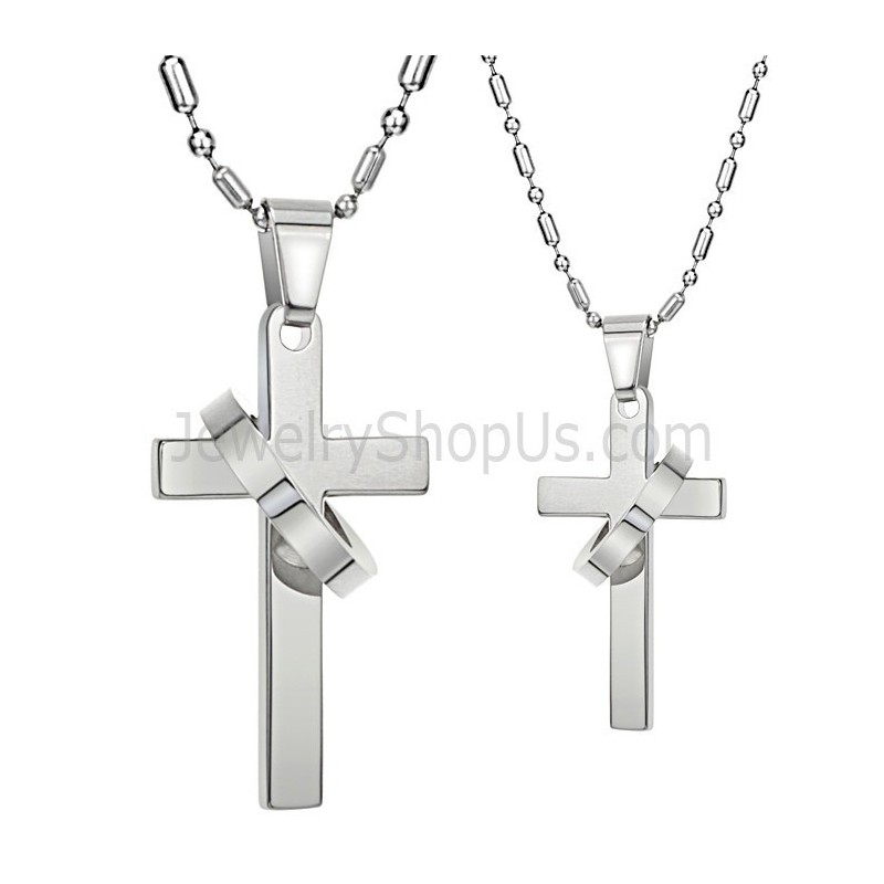 Colgantes De Cruz De Titanio Y Plata Con Cadenas Sueltas 136 Colgantes De Cruz De Titanio Y Plata Con Cadenas Sueltas 136