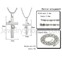 Colgantes De Cruz De Titanio Y Plata Con Cadenas Sueltas 136